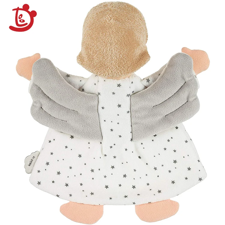 2021 New Arrivals Silk Comforter And Towel Lovey Security Blanket Plush Toy Creative Angel Shape Baby Security Blanket