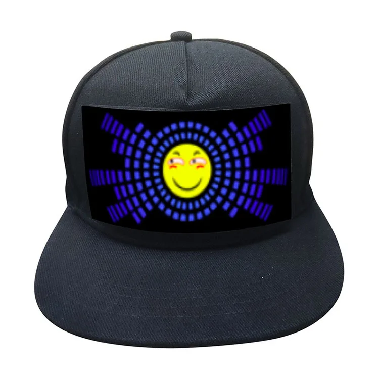 Custom Concert Party EL Panel Glow Hip Hop Hats Mobile Emojis LOGO Luminous Picture Baseball Caps Fan Interactive Light Up hats