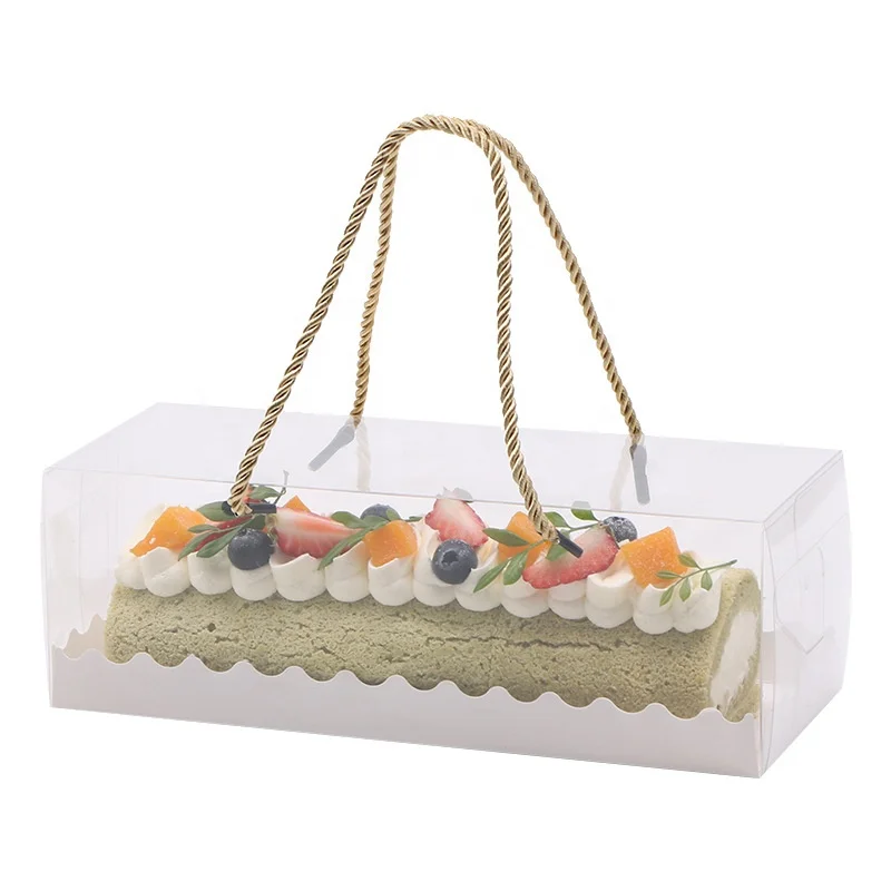 XJH White Wholesale Mini Custom Printed Mochi Donut Box with Window Donuts Box with Insert Swiss Roll Cake Box with Handle