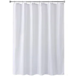100% Polyester Fabric Bathroom Shower Curtain Wholesale, 180 X 200 CM White Heavy Duty Bath Waterproof Shower Curtain Liner