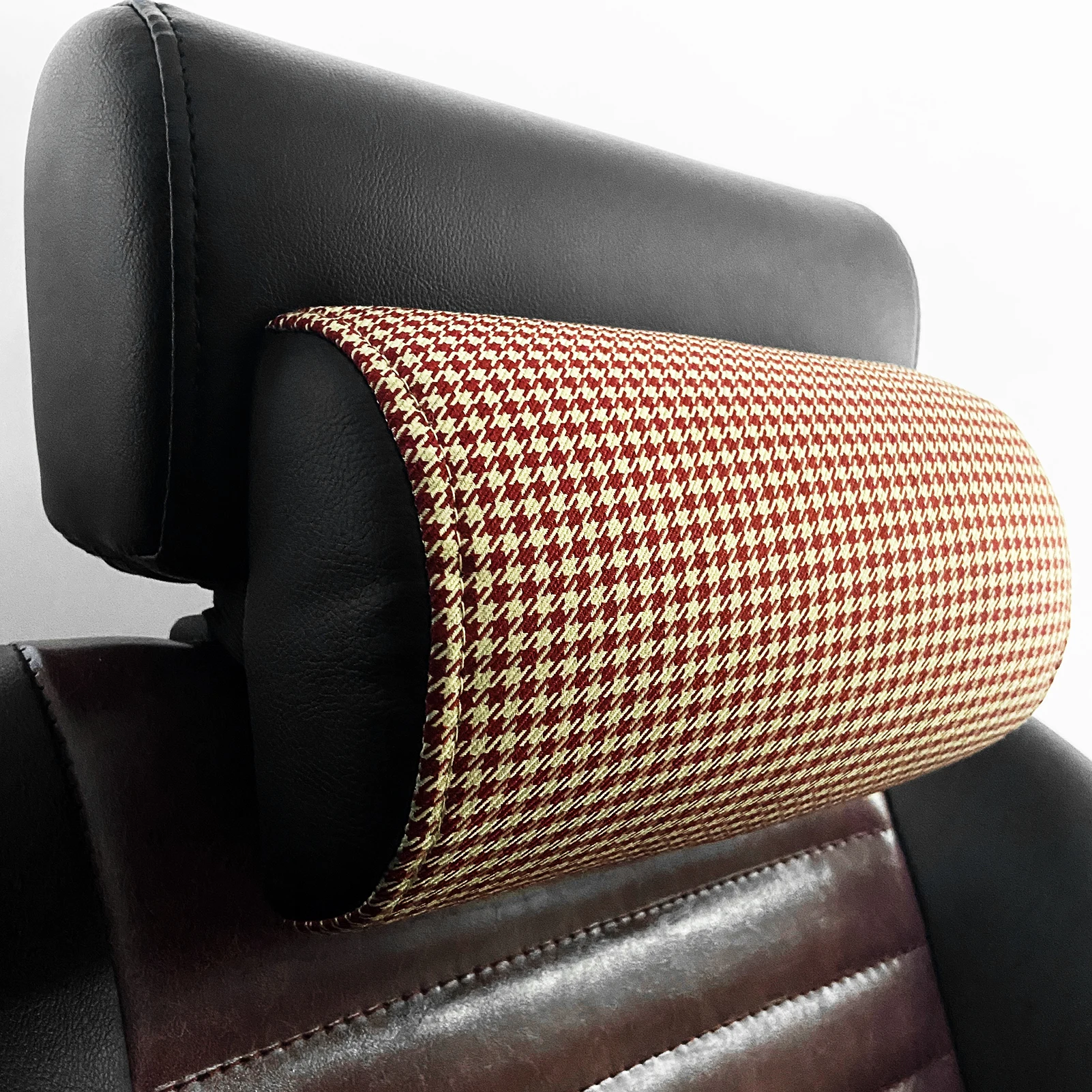 Houndstooth Car Neck Headrest Pillow Car Seat Supports Headrest in VW MK7 GTD GTE GTI Tartan Fabric Memory Foam Headrest Cojines