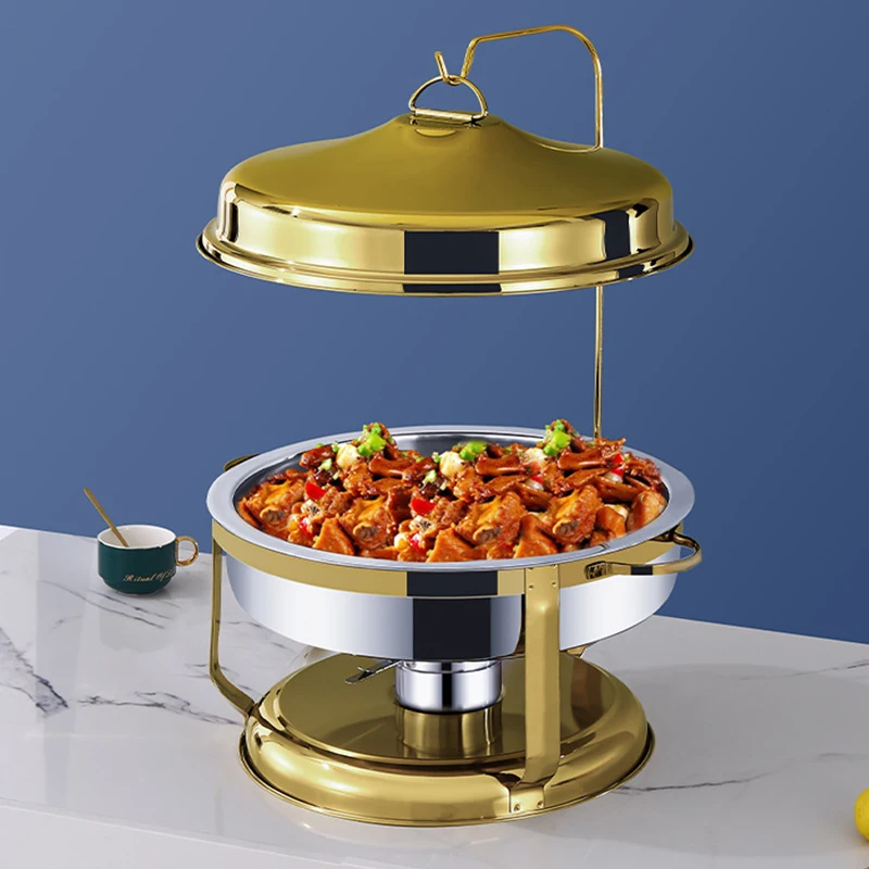 Drop Shipping  Food warm Buffet Stove Hanging Hinged Lid Gold Commercial Stainless Steel Buffet Stove