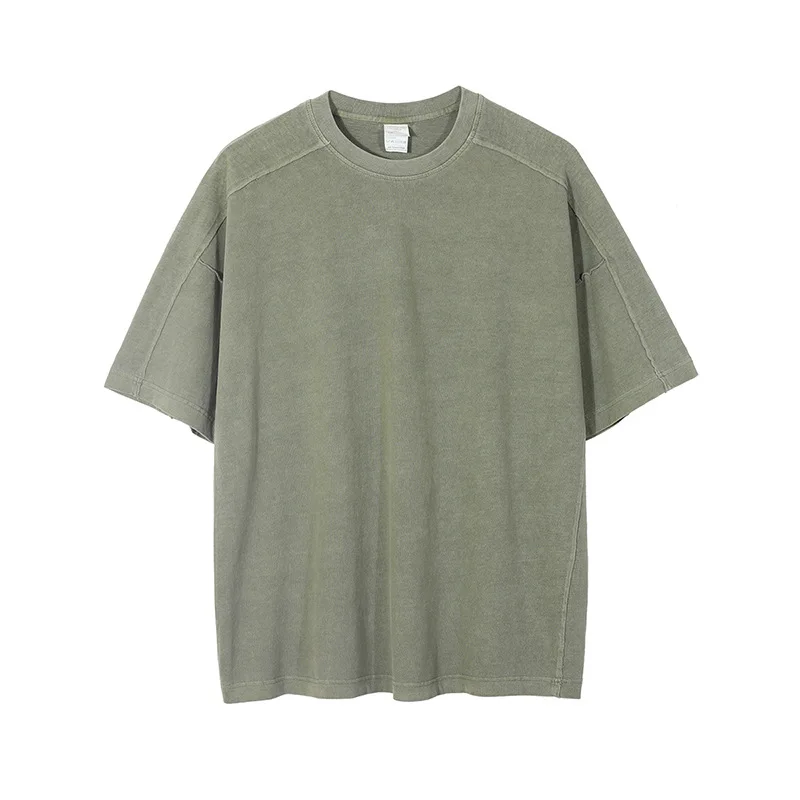 Wholesale 250G youth men 100% cotton tee shirt loose patchwork oversized washed vintage t shirts