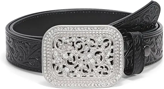 Western Belt Vintage Country Belts For Cowboys Genuine Leather Belt with Embossed logo