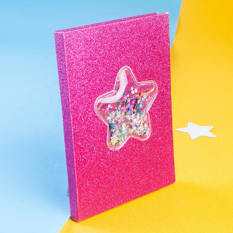 Custom Wholesale Hardcover Glue Bound Glitter Notebook, Pink Journal  Diary Glitter Notebook With Interesting Design