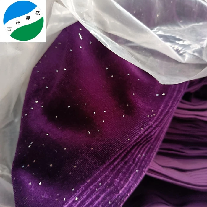 2023 new knit korea velvet print gold stamping fabric 100%polyester ready goods stock lot