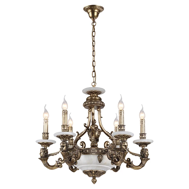 pendent-lamp  European ceiling lamp French copper luxury sitting room background bedroom bedside lamp marble 6-headed corridor