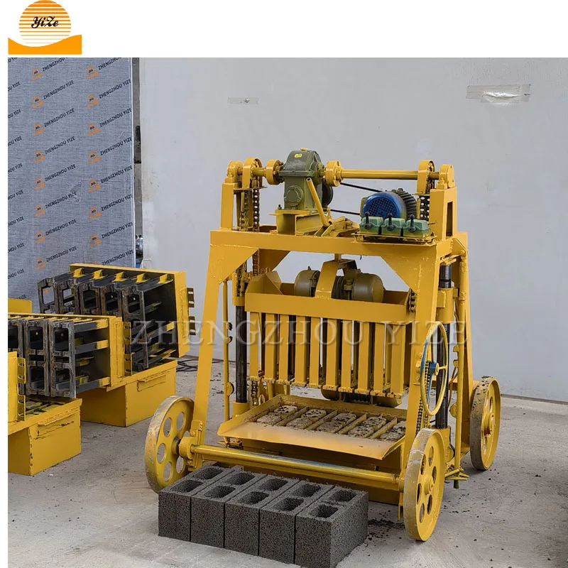 Big wheels moveable interlocking cement brick making machine egg laying concrete paving block machine