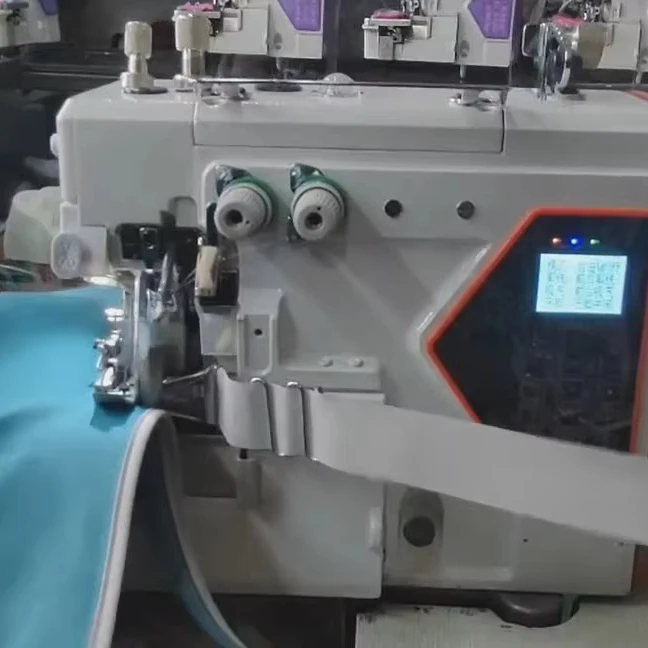 EX-3600A-UT Fully automatic stepper presser foot lift fabric hemming industrial overlock sewing machine with thread trimmer