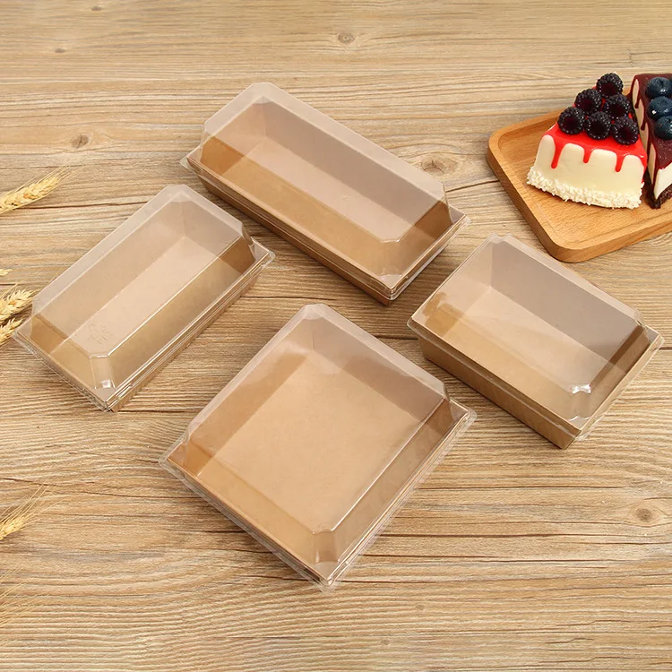2100ml Rectangle chicken recyclable biodegradable boxes disposable brown kraft paper takeout food paper box with clear window