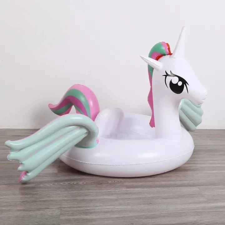 B01 R unicorn swim ring with baby seat  hot selling summer kids pool play wholesale inflatable unicorns water floating