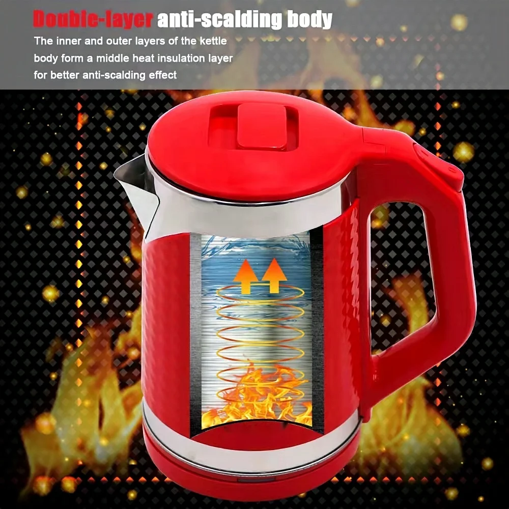 ODM Stainless Steel Plastic Custom 2.0L Electric Kettle, Mixed Color Mechanical Poly Bag+3 Layer Gift Box+5 Layer Carton Box 220