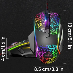 OEM Manufacture New 8000dpi RGB Backlit Wired Gaming Mouse PC Laptop E-sports Right-handed Gamer Mouse Luminou USB Connection