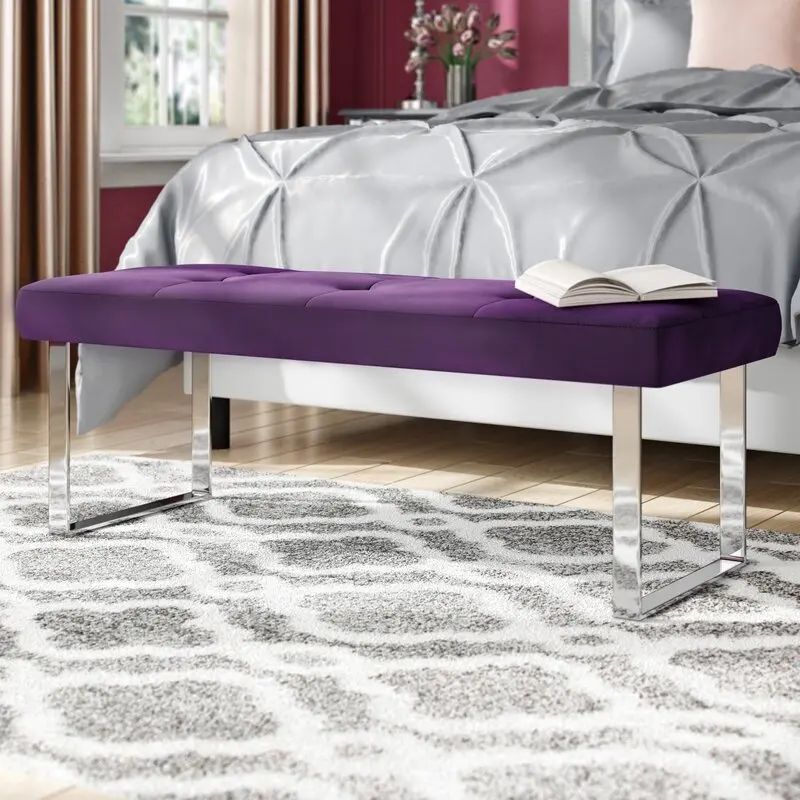 
hot sale chic design bedroom bed end stool velvet stool benches 