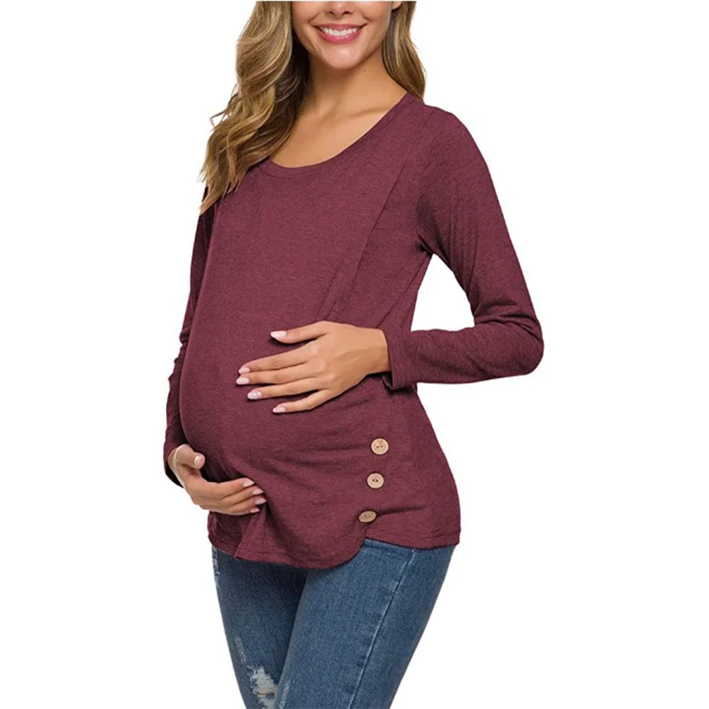 Wholesale Maternity Clothes Breathable Women Casual Breastfeeding Shirt Sexy Maternity Clothing