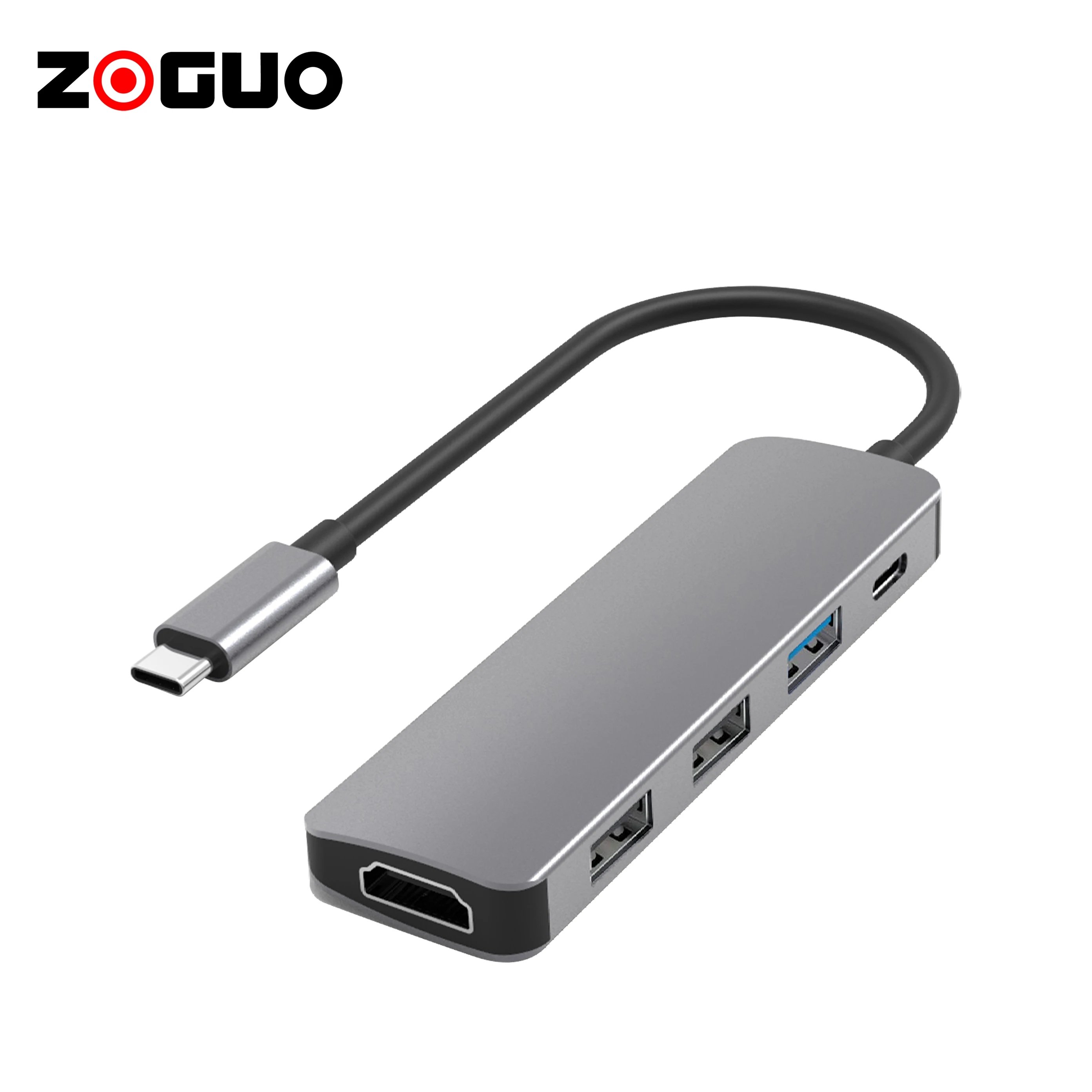Многофункциональный алюминиевый корпус 5 в 1, USB C на USB 3,0/USB 2,0/HDMI/USB C 2,0/PD 100 Вт, поддержка 4k @ 30 Гц, скорость передачи 5 Гбит/с