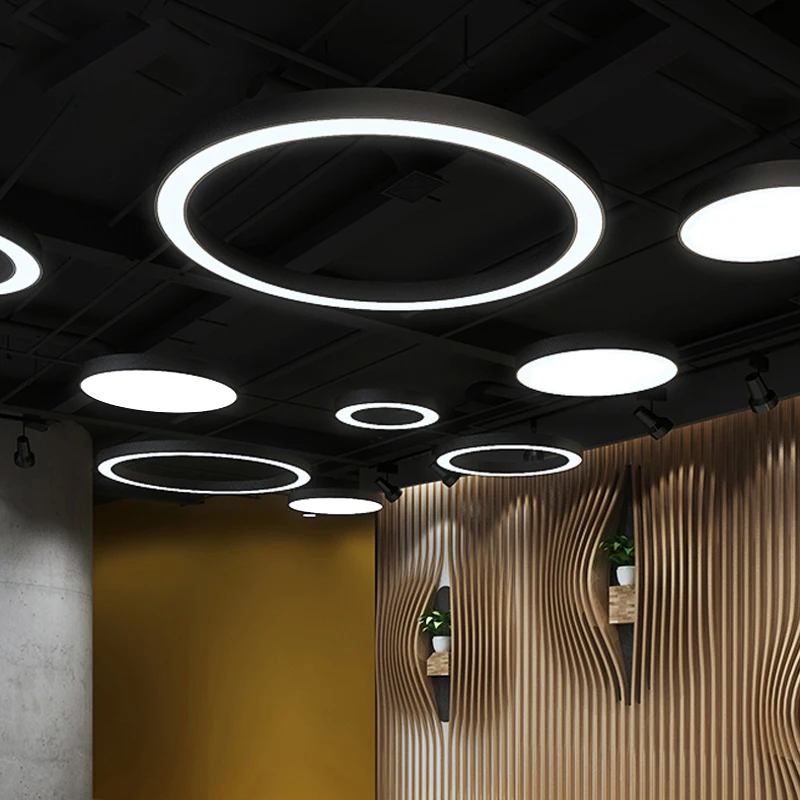 LED office chandelier strip light rectangular studio supermarket shop Internet cafe industrial wind chandelier