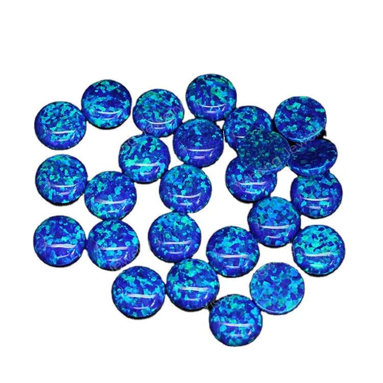 10mm Cabochon flat back cut synthetic blue opal stone