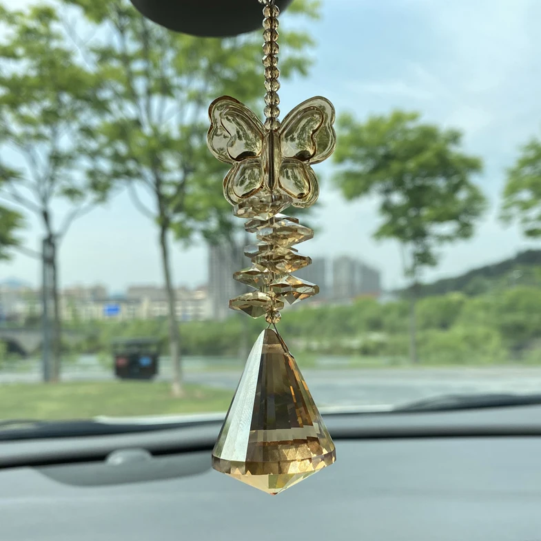 8 inches Butterfly Crystal Car Hanging Accessories Decoration