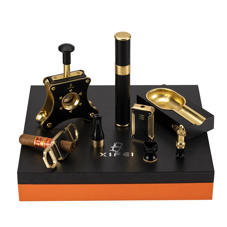 Luxury Unique Custom Design Lighter Cutter Ashtray Tube Cigar Accessories Gift