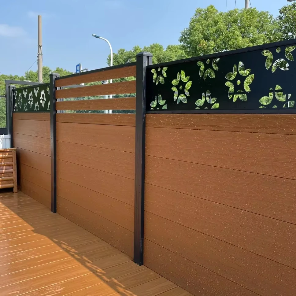 Metal fence modern newly design decor metal panel fence garden Aluminum fence laser cut panels Outdoor  Garden