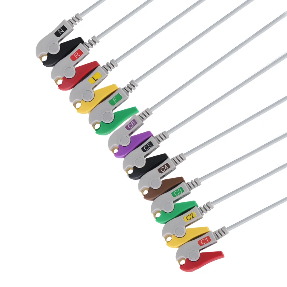 compatible for Fukuda Denshi FX-101/FX-3010 one-piece 10 Leads IEC Clip direct-connect EKG Cable