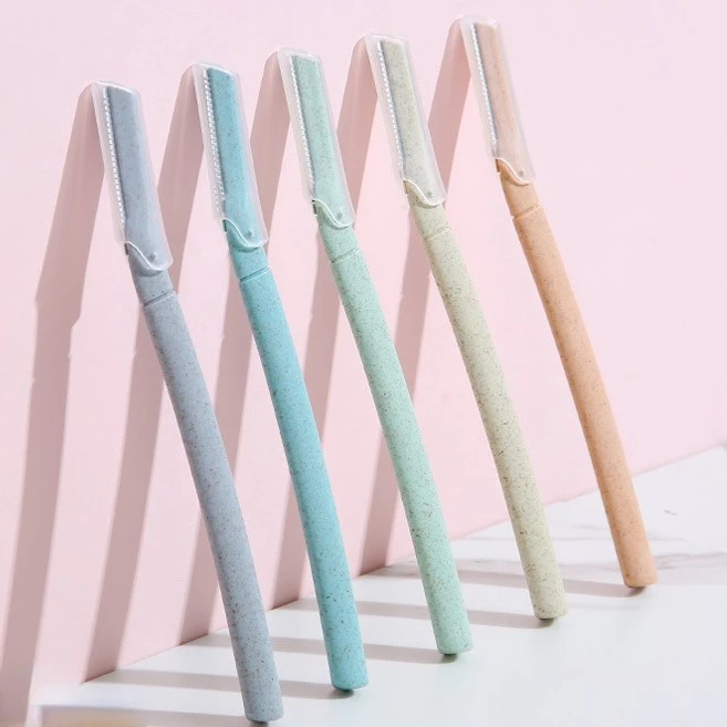 Biumart Eco-friendly Eyebrow Trimmer High Quality Biodegradable Eyebrow Scraper Women Eye Brow Shaving Razor Hair Remover Tools