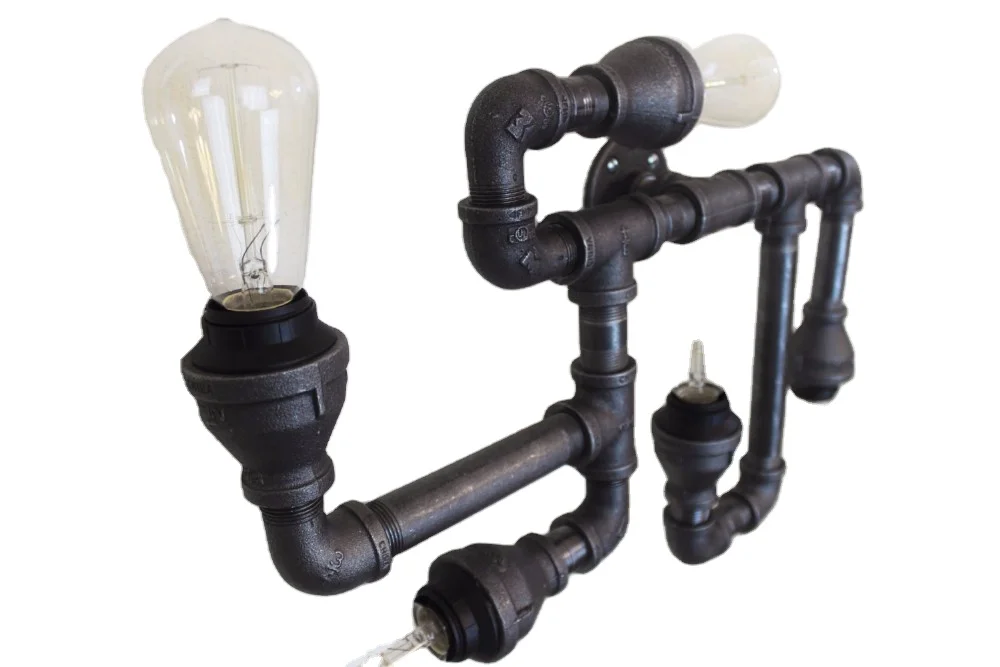 Pipe Lamp with 1/2' 3/4' pipe fittings floor flange tee elbow