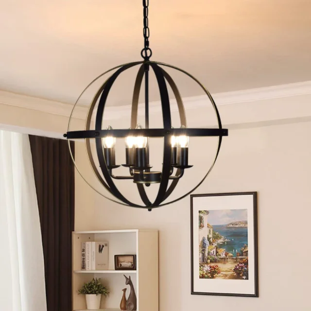 Industrial Pendant Lighting Fixture Flexible Chandelier Hanging Rustic 5 Light Flush Mount Ceiling Pendant Lamp