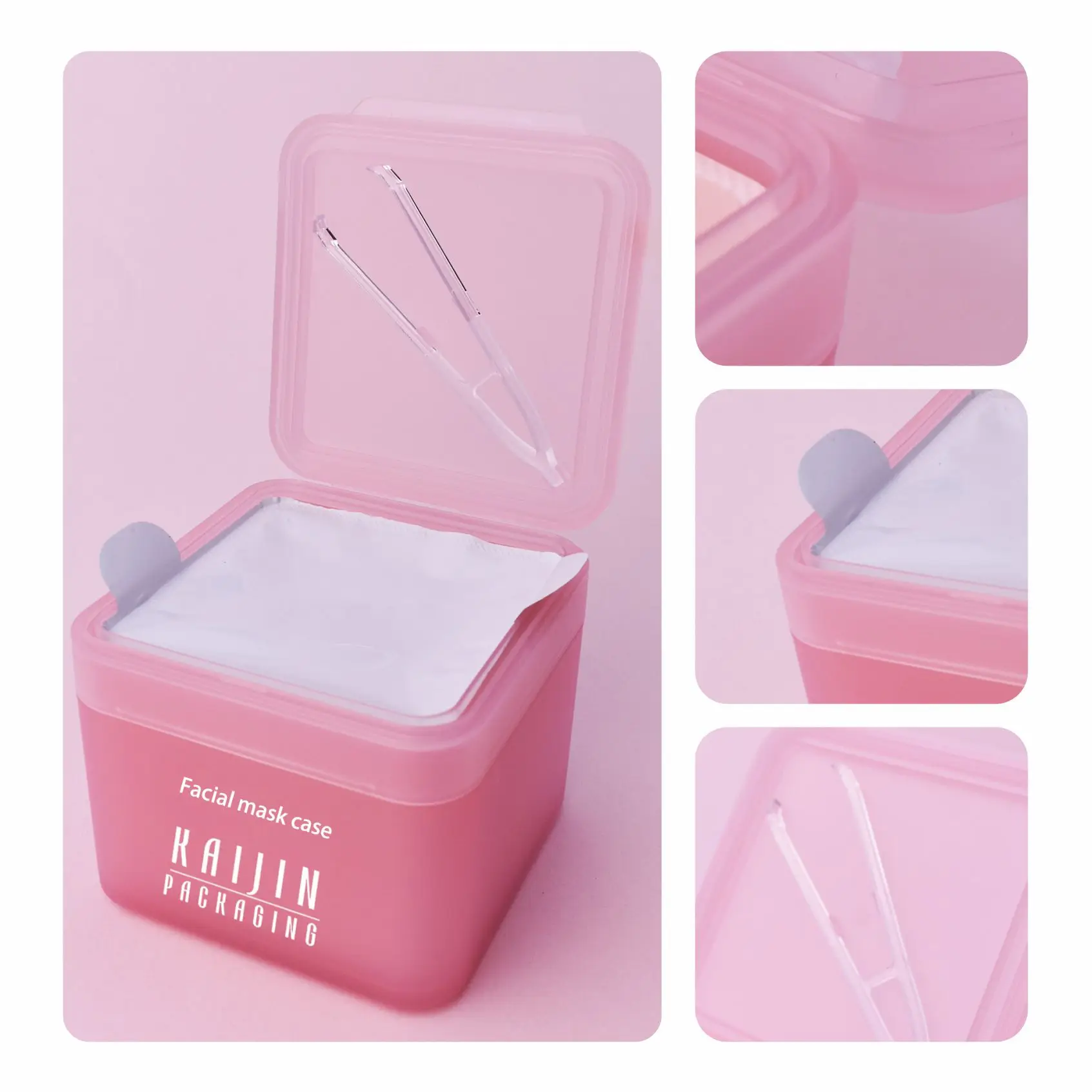 Cosmetic empty square skin pad jar replacement liner cotton sheet plastic jar moisturizing cleansing container with tweezers