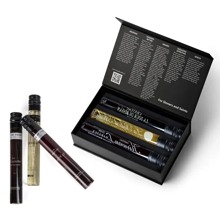 Custom Tequila Luxury Spirit Drink Champagne Liquor Whisky Red Wine Tasting test tube Glass Bottle Gift Packaging Box