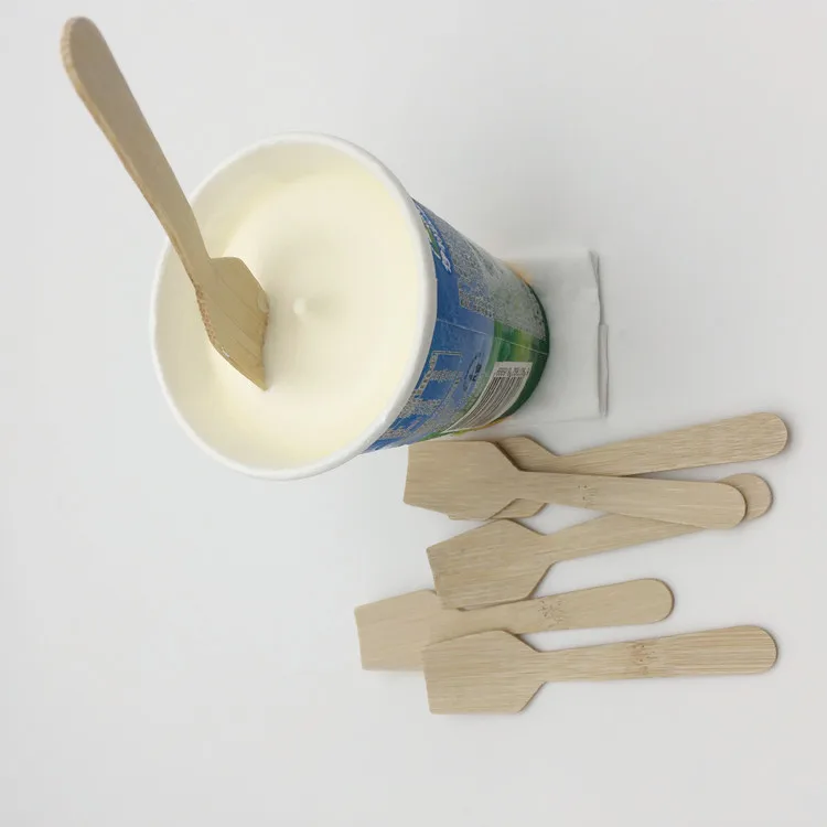 biodegradable BPA free disposable Bamboo material  ice cream dessert spoon for tasting food