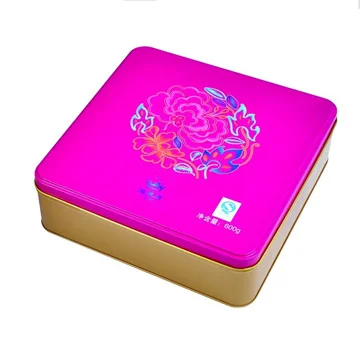 Metal food safe tin cans Square Metal boxes for cookies embossed container storage tin boxes