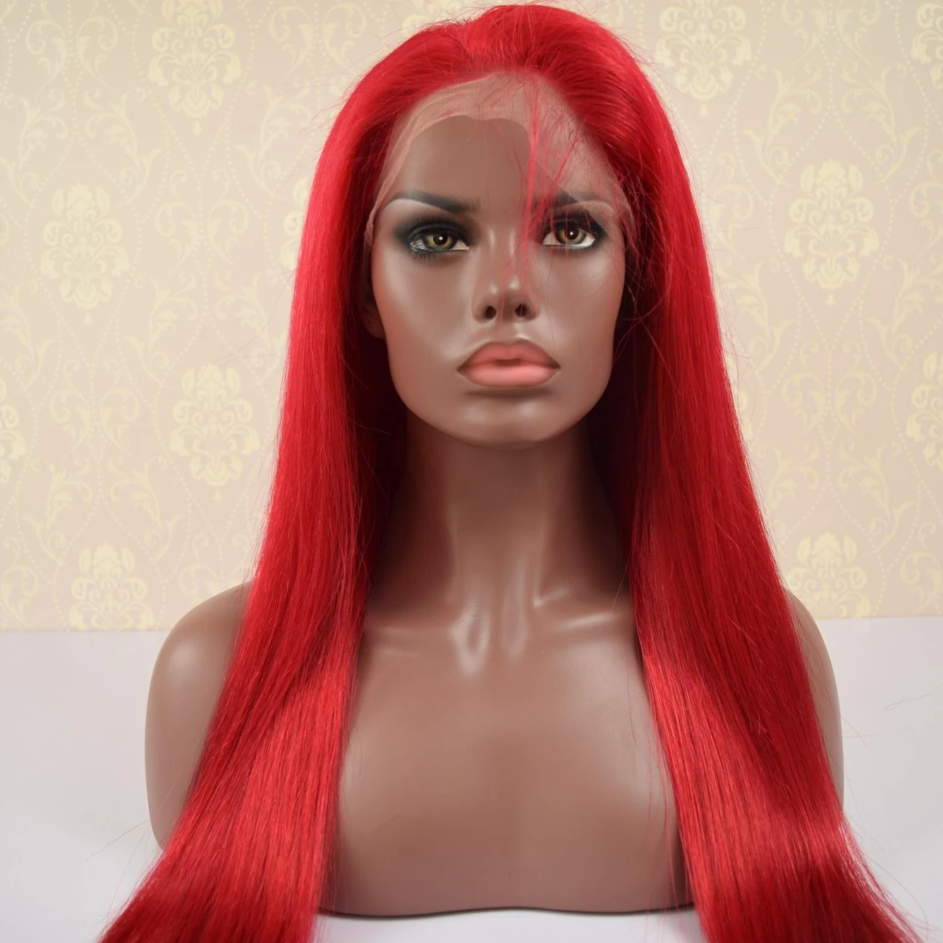 hot selling factory wholesale hairstyle red color straight 28 inch human hair full lace wig with baby hair