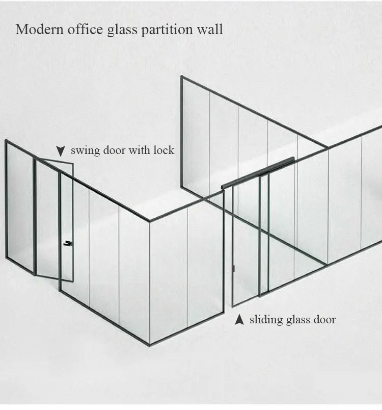 New Modern Customized Room Divider Mobile Office Partition Glass Wall Decorative Room Partitions glass Office Wall Internal Door