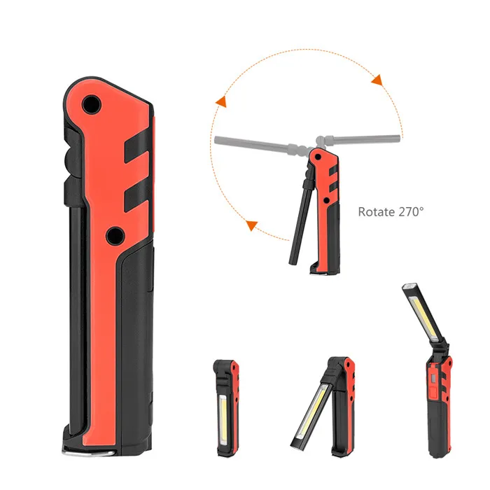 USB Rechargeable 5W COB Work lamp Portable Foldable COB LED Work Light Magnetic Flashlight Torch For Car Inspection Repair lamp