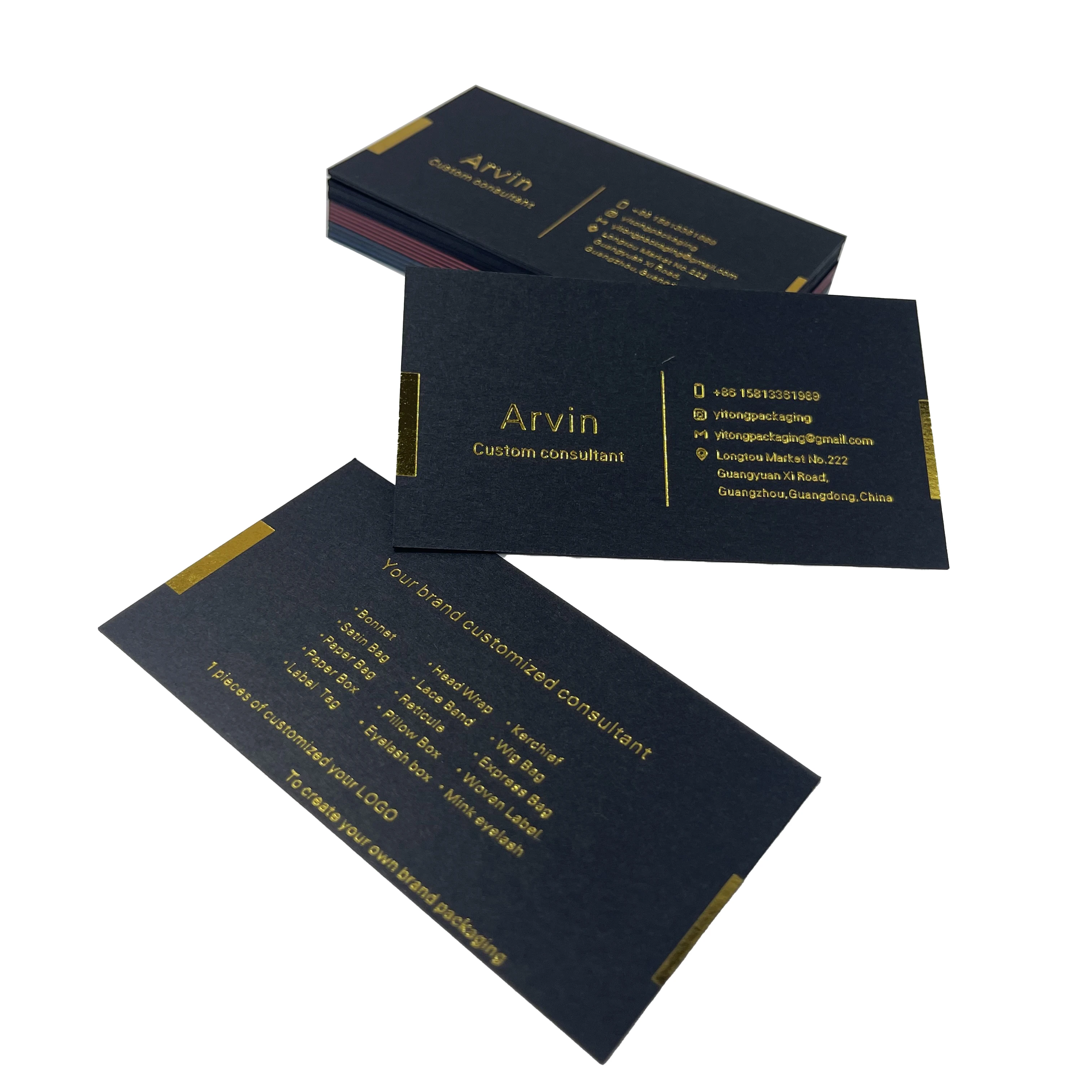 High quality embossed business cards, gold stamp professional business card printing