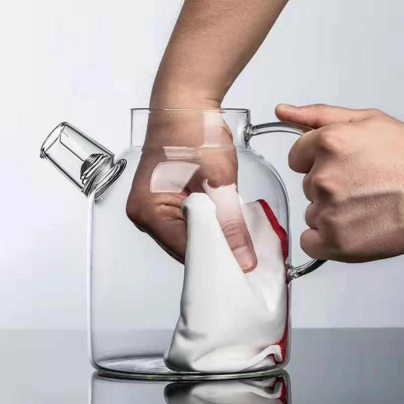hot wholesale high borosilicate heat-resistant clear glass kettle teapot warmer glass tea jug giftset