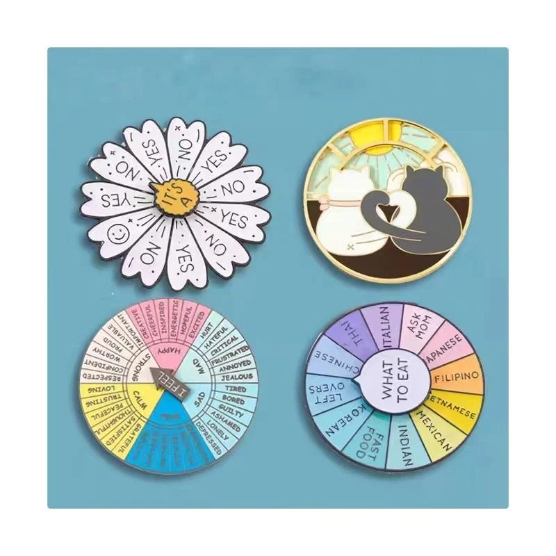 Little Daisy Lapel Pin on Pin Sunflower Rotating Badge Metal Hard Enamel Pin Custom Spinner