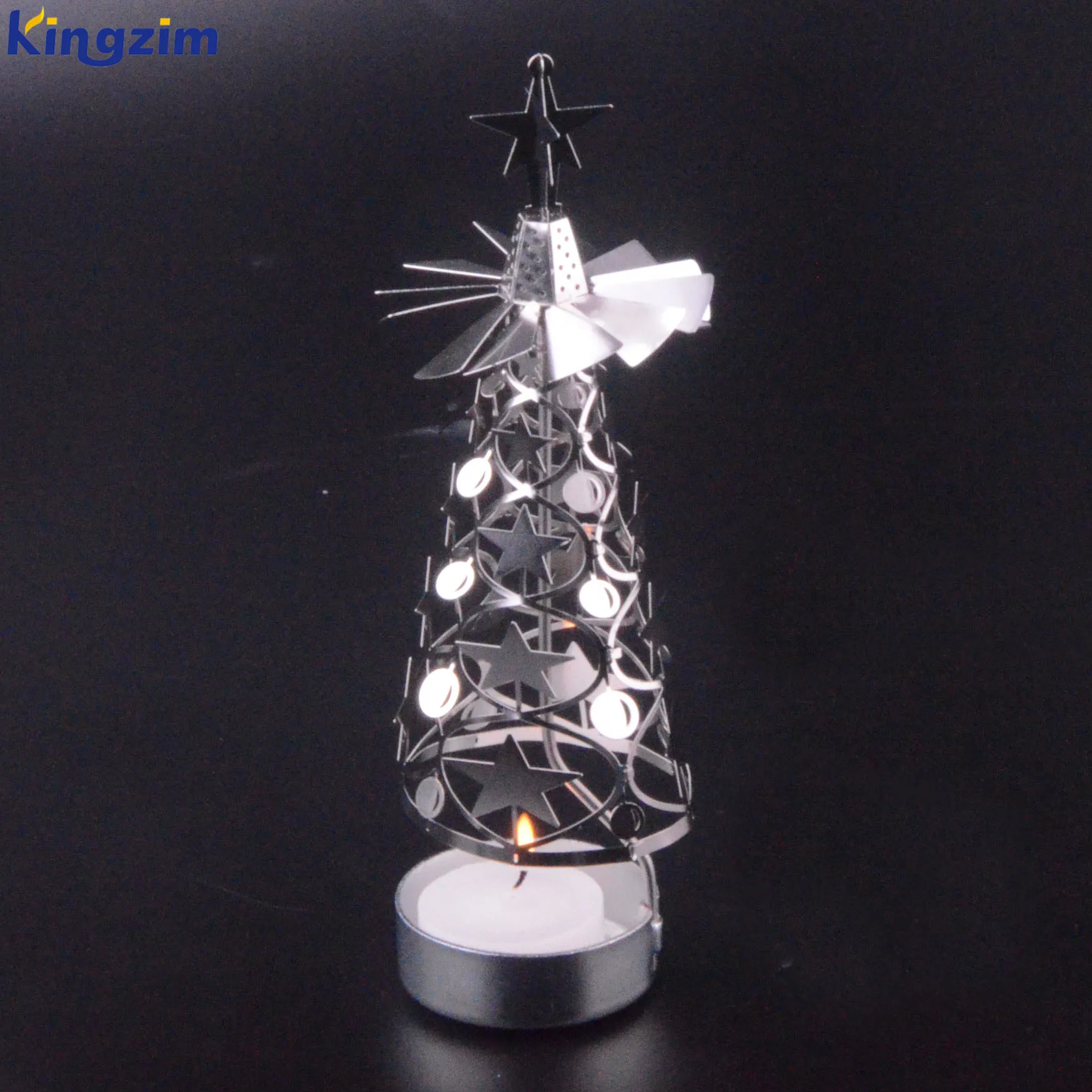 Wedding Metal Tower Shape Circle Hollow Art rotary Tea Light Candle Holder for Home Decor
