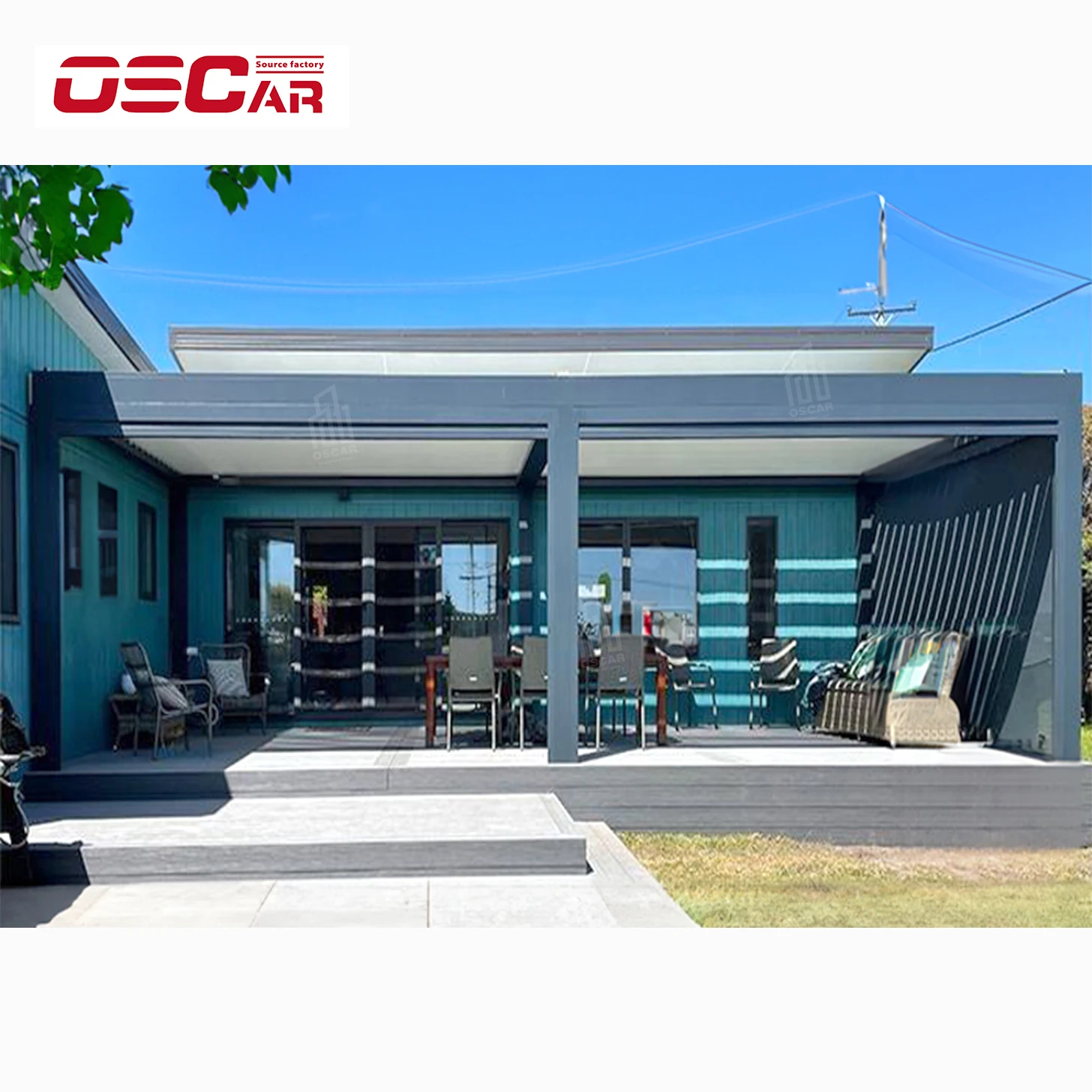 Factory Direct Outdoor Aluminium Hardtop Gazebo Adjustable Rainproof Patio Canopy for Backyard Garden Yard Outdoor Pergola