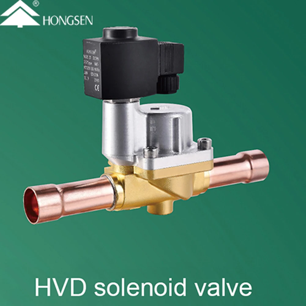HONGSEN Ip65 Waterproof Coil HV Piston Type Solenoid Valve Refrigeration For Air Conditioning Systems Solenoid Valve
