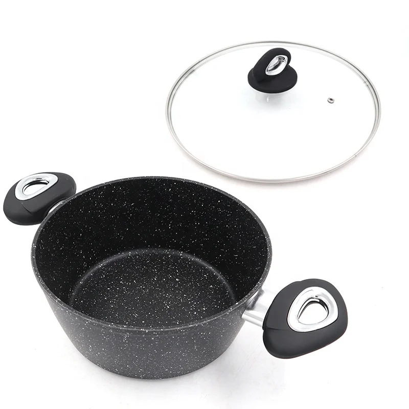 Master Star Granite Dot Coating SaucePan 3-6L Stock Pots with Glass Cover Fast Heat Soup Pot High Grade Cookware