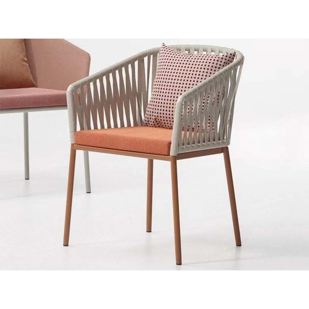 Popular classic style leisure outdoor furniture garden patio dinning aluminum frame rope garden chair set