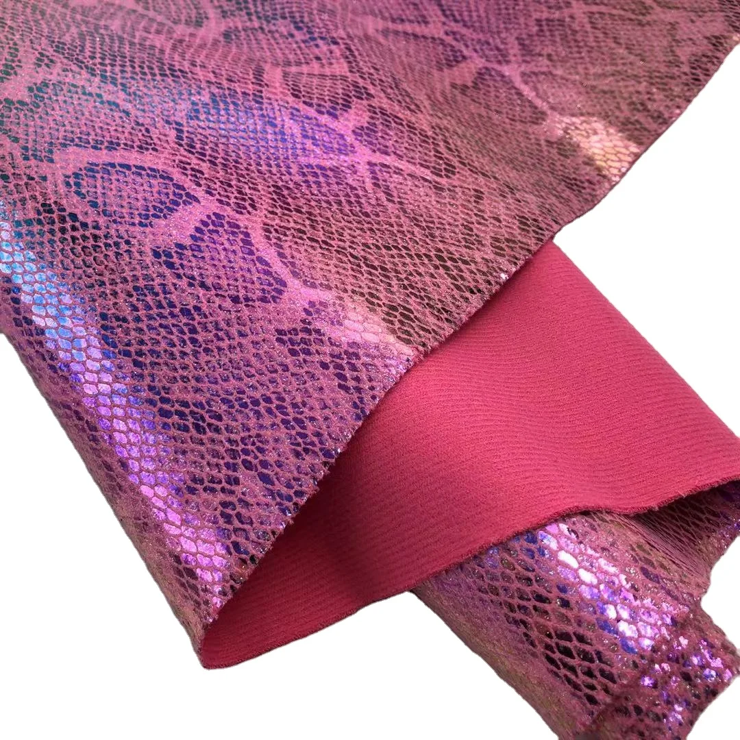 FA 611 Holographic Transfer foil rainbow twinkle polyester snake scales glitter fabric for shoes bag crafting belt DIY