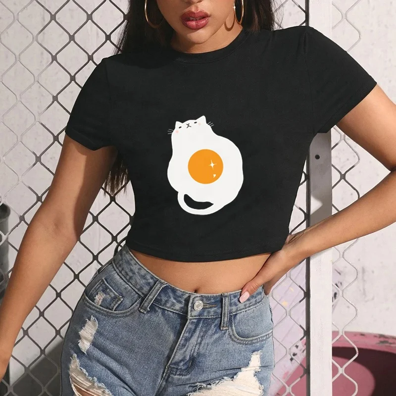 
2021 Customed Print T-shirt Gothic Popular Anime Aesthetic Clothes T Shirt Women Crop Tops Slim Woman Clothes 