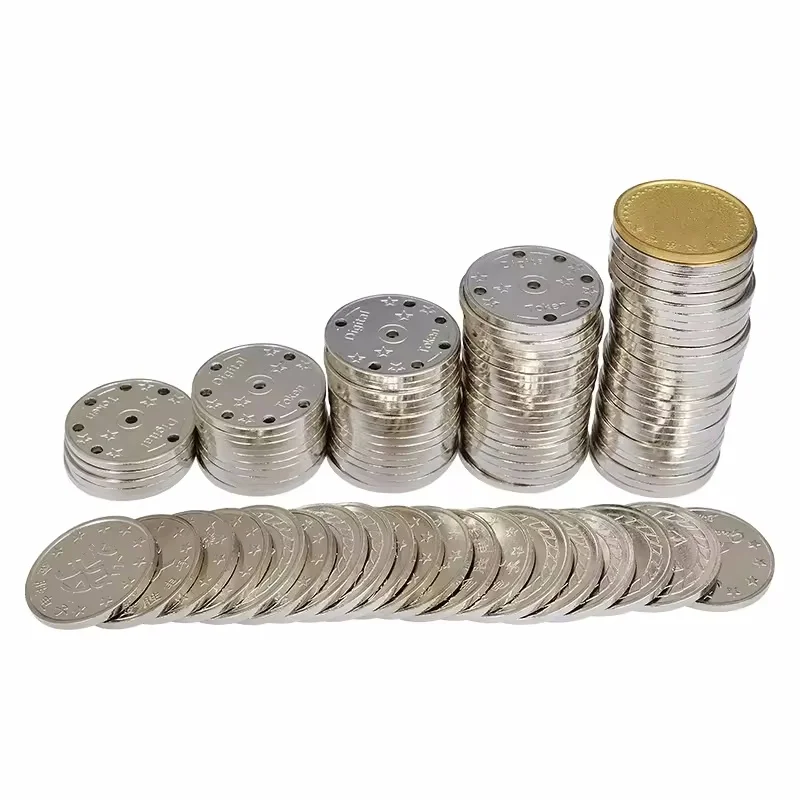 coin manufacturer cheap custom different material different size washing machine coin / arcade token coins for vending machine
