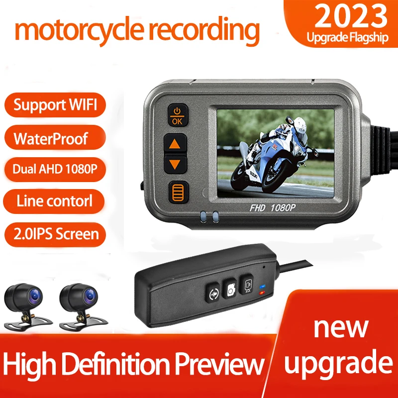 Waterproof Motorcycle Drive Camcorder 1080P Full HD 2.0inch Motorbike Video Recorder Dvr Dual Lens Wifi Motor Bike Dash Camera