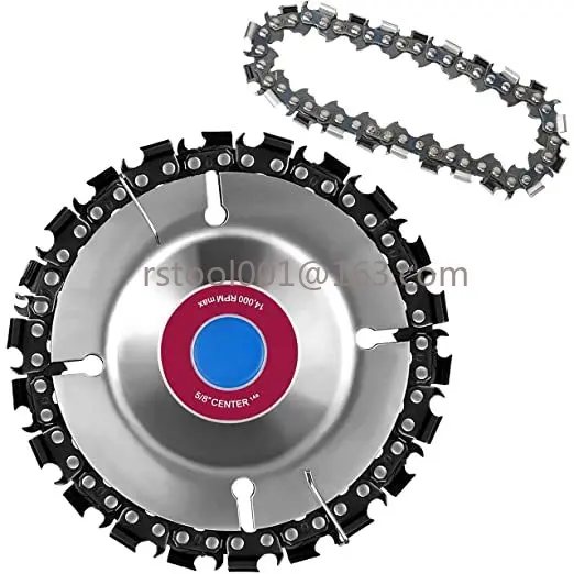 22 Teeth Mill Chain Wheel 4 Inch Circular Saw Blade For Angle Grinder Wood Carving Cutting Disc Power Tools + Extra 1 Chain