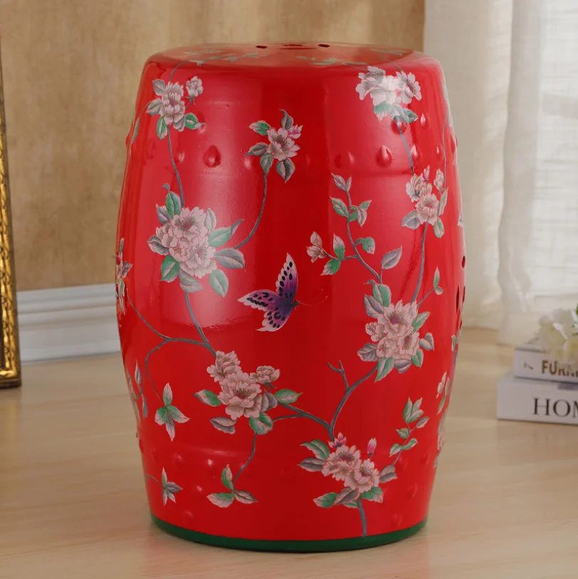 2021 wholesale classical Chinese flower and bird art porcelain garden home decoration decorative gift bar drum ceramic